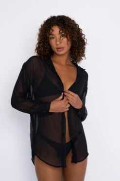 Phoenix Button Down Chiffon - Black -Coastal Tropic SKATIE Blackrestock 53